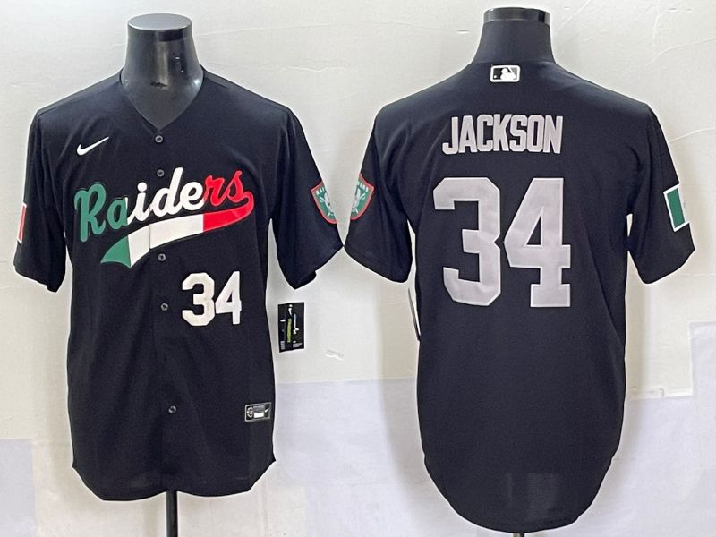 Men 2025 Oakland Raiders #34 Jackson Black Joint Name Nike Limited NFL Jersey style 63->oakland raiders->NFL Jersey